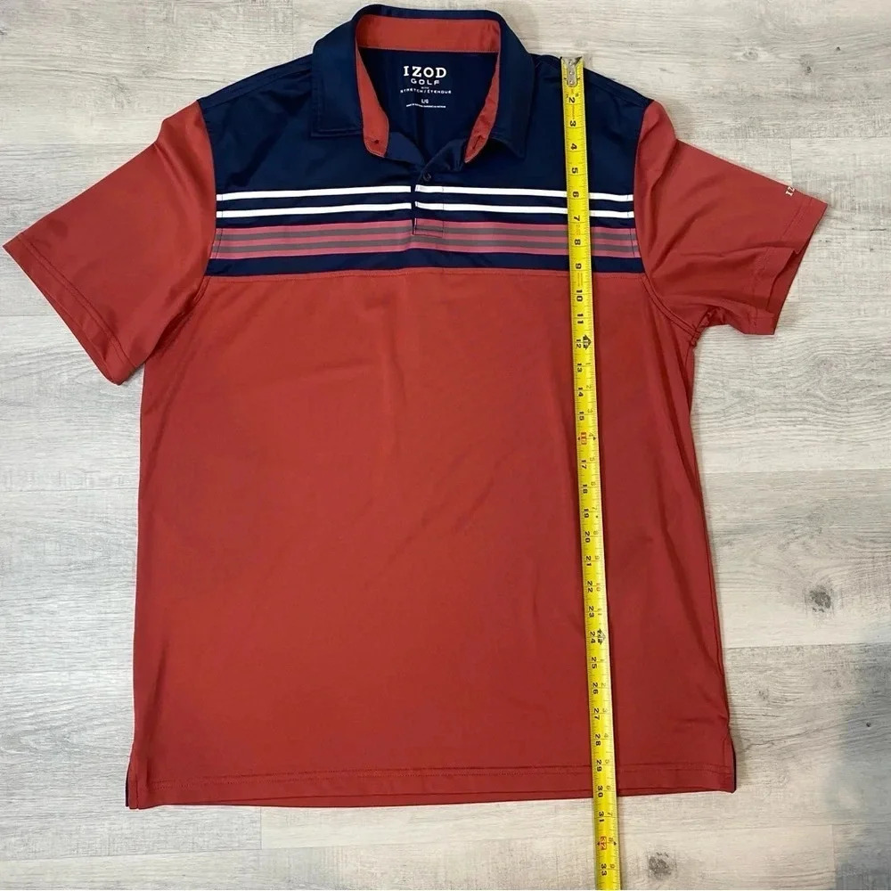 IZOD Men's Golf Polo in Salmon and Navy Size L - Short Sleeve with stretch - Picture 9 of 16